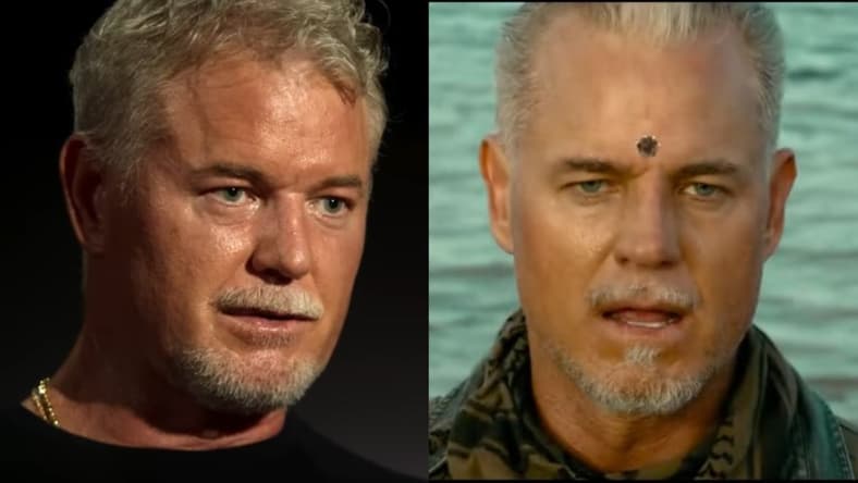 Eric Dane gives an interview on Famous Last Words, 2025, Netflix: James McGrath (Eric Dane) shot in the head by Mike Lowry (Will Smith) in Bad Boys: Ride or Die, 2024, Sony Pictures Releasing