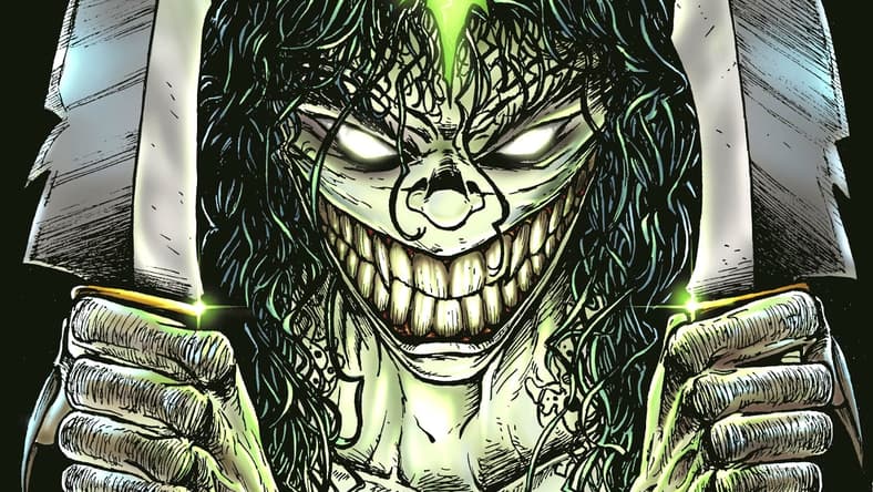 Cover of Evil Ernie Destroyer issue #2 (1997), Chaos Comics. Art by Steven Hughes. Script by Brian Pulido and Philip Nutman.