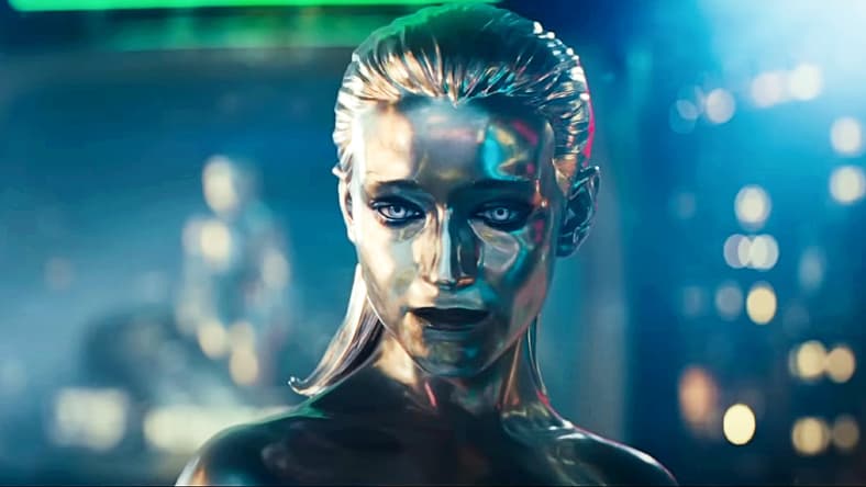 The Silver Surfher (Julia Garner) heralds Galactus (Ralph Ineson) in The Fantastic Four: First Steps (2025), Marvel Studios