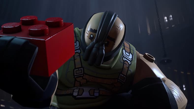 Bane (Matt Berry) meets the most destructive object in the multiverse in LEGO Batman: Legacy of the Dark Knight (2026), Warner Bros. Games