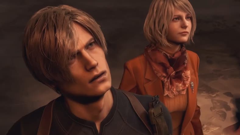 Leon S. Kennedy (Toshiyuki Morikawa) and Ashley Graham (Akari Kitô) ill at east in Resident Evil 4 Remake (2023), Capcom