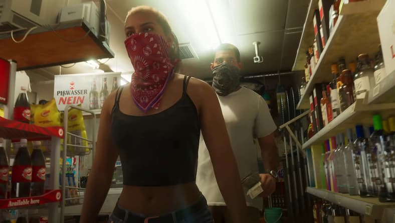 Lucia (TBA) and Jason (TBA) rob a liquor store in Grand Theft Auto VI (2026), Rockstar Studios