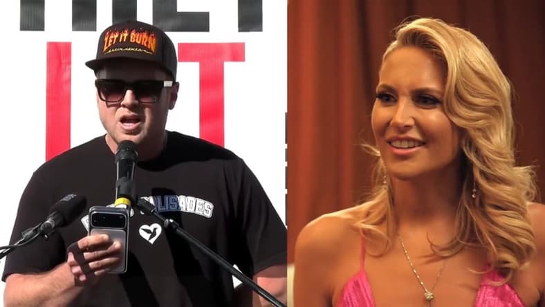 L to R, Spencer Pratt launches his Mayoral campaign at the Palisades fire anniversary, 2026 Reuters-YouTube: Stephanie Pratt smiles at seeing Frankie in The Hills: New Beginnings Season 1, 2019, MTV