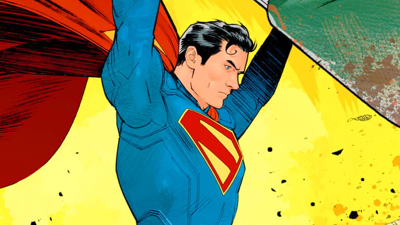 David Corenswet's Superman smashes a mobster's car on Dan Mora's variant cover to Superman Day 2025: Facsimile Edition: Action Comics Vol. 1 #1: Golden Age-Sized Edition (2025), DC