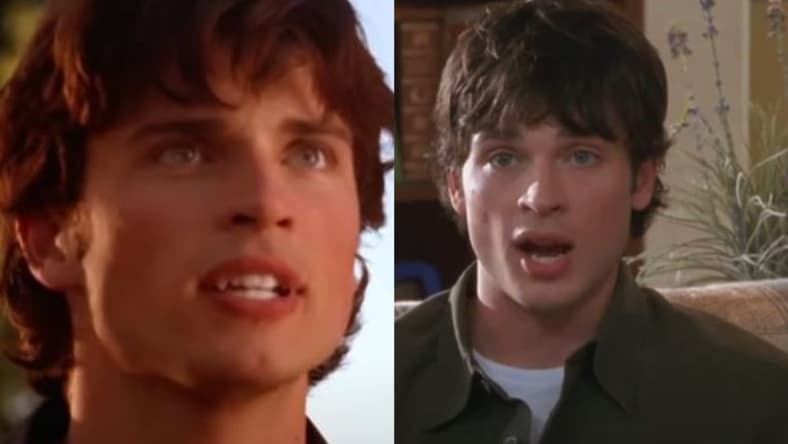 L to R: Clark Kent (Tom Welling) about to make his first flight in Smallville season 1 (2001), DC comics: Charlie Baker (Tom Welling) protesting against the family moving in Cheaper by the dozen (2003), Warner Bros