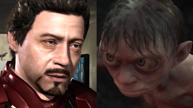 Tony Stark (Robert Downey Jr.) is caught red-handed by Pepper Potts (Meredith Monroe) in Iron Man (2008), Sega | Gollum (Wayne Forester) is ready to go down swinging in in The Lord of the Rings: Gollum (2023), Daedalic