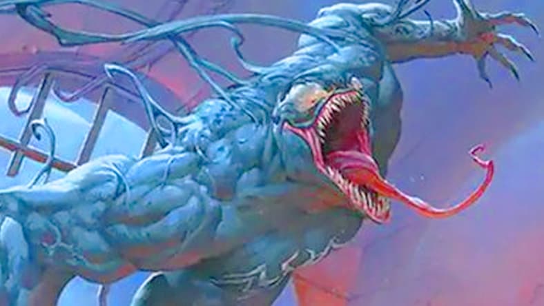 Eddie Brock rages out via Venom, Evil Unleashed (Card #071), Magic: The Gathering - Marvel's Spider-Man (2025), Wizards of the Coast. Art by Ryan Pancoast.