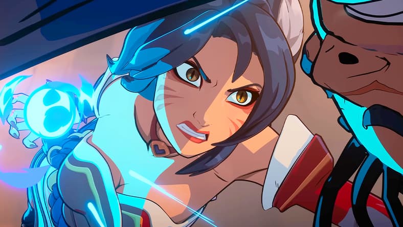 Ahri (Judy Alice Lee) readies an Orb of Deception against Yasuo (Jimmie Yamaguchi) in 2XKO (2025), Riot Games