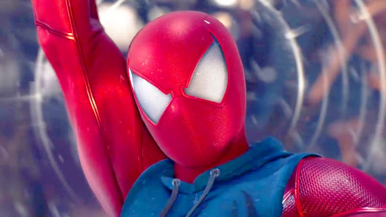 Peter Parker's (Yuri Lowenthal) Spider-Sense warns him about an incoming attack from one of Kraven's (Jim Pirri) goons in Marvel's Spider-Man 2 (2023), Insomniac Games