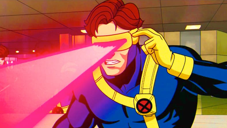 Cyclops (Ray Chase) attempts to stop rioters from interrupting Magento's (Matthew Watterson) trial in X-Men ’97 Season 1 Episode 2 ‘Mutant Liberation Begins’ (2024), Disney Plus