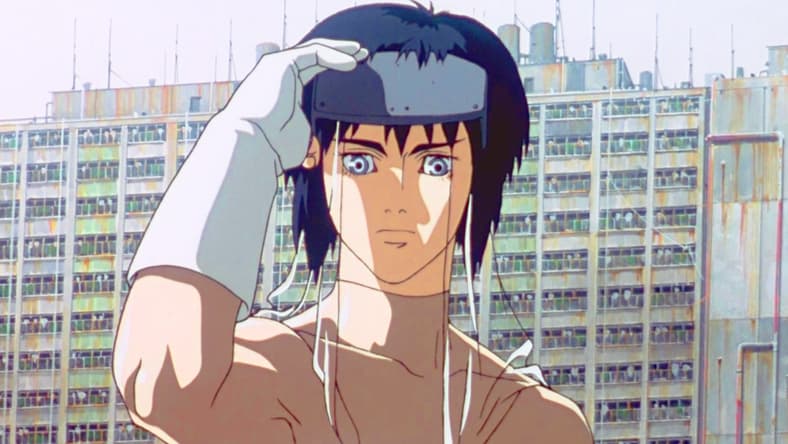 Major Kusanagi (Atsuko Tanaka) takes down a pair of would-be terrorists in Ghost in the Shell (1995), Production I.G