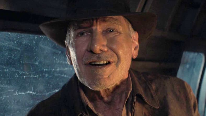 Indy (Harrison Ford) realizes Voller (Mads Mikkelsen) has ignored the concept of continental drift in Indiana Jones and the Dial of Destiny (2023), Lucasfilm