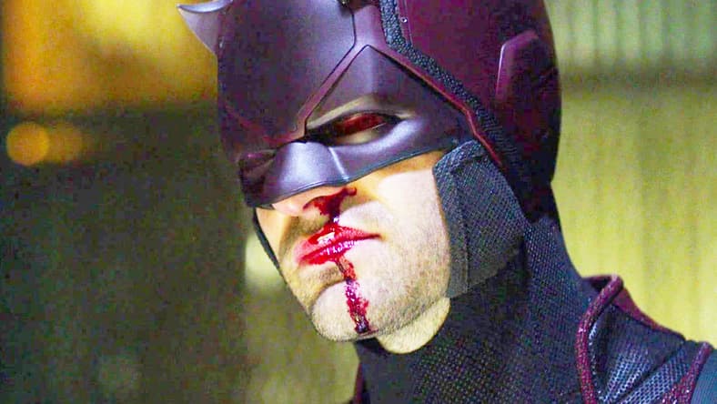 Matt Murdock (Charlie Cox) brings a temporary end to the Kingpin's (Vincent D'Onofrio) reign in Daredevil Season 1 Episode 13 "Daredevil" (2015), Marvel Entertainment