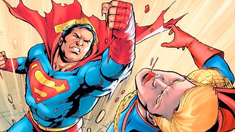 Superman clocks Homelander in DC K.O.: Boss Battle Vol. 1 #1 (2026), DC. Words by Jeremy Adams, art by Ronan Cliquet, Carmine Di Gianddomenico, Kieran McKeown, and Pablo M. Collar, and Hi-Fi.