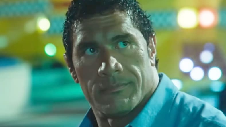 Mark Kerr (Dwayne Johnson) goes to the park for some rides and cotton candy in The Smashing Machine (2025), A24