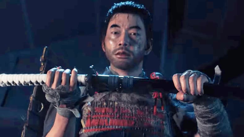 Jin Sakai (Kazuya Nakai) retrieves his sword in Ghost of Tsushima (2020), Sony Interactive Entertainment