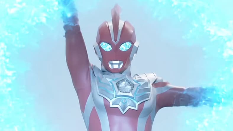Ultraman Omega (Suit actor TBA) readies his Ultra Beam in Ultraman Omega (2025), Tsuburaya Pro