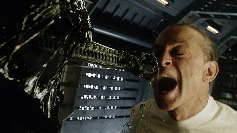 Gediman taunts a xenomorph in Alien Resurrection, 20th Century Fox