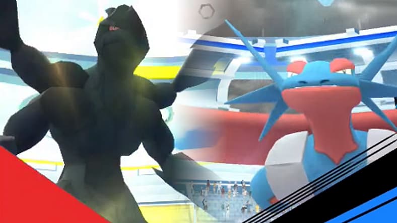 Zekrom and Mega Salamence stand proud before a Raid battle via Pokémon GO (2016), Niantic