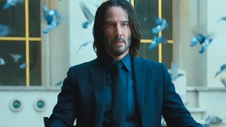 John Wick (Keanu Reeves) meets Marquis Vincent de Gramont (Bill Skarsgård) in John Wick: Chapter 4
