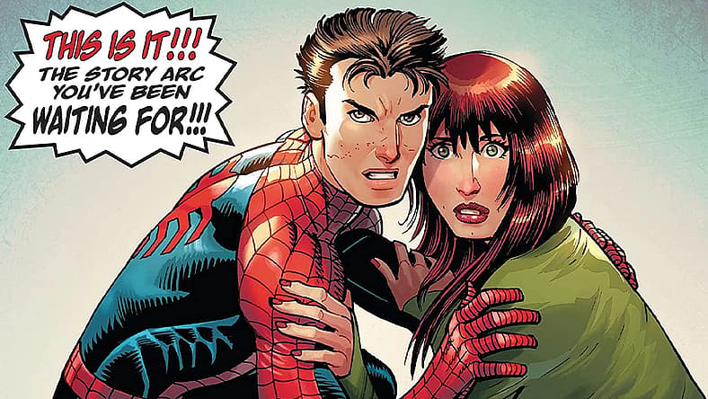Peter Parker and Mary-Jane Watson cower in defense on Amazing Spider-Man Vol. 6 #21 (2023), Marvel