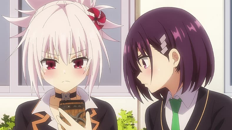 Matsuri Kazamaki and Suzu Kanade receive an update in Ayakashi Triangle Season 1 Episode 6 (2023)