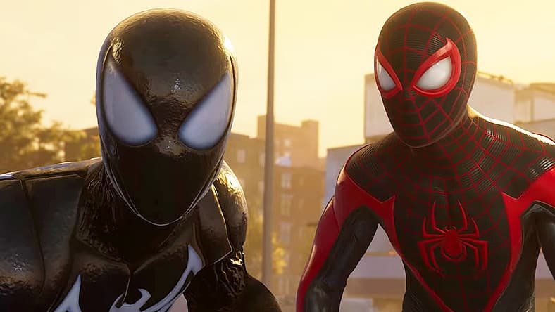 Spider-Man (Yuri Lowenthal) and Miles Morales (Nadji Jeter) plan their next move in Marvel's