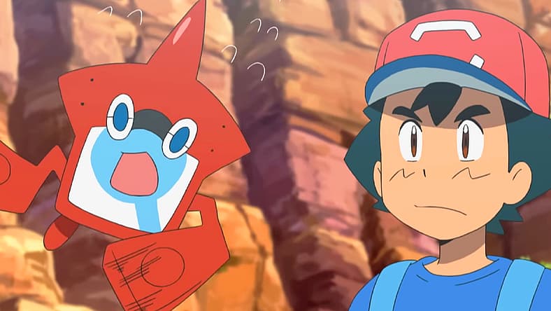 Ash and Rotom prepare to fight in Pokémon the Series: Sun & Moon—Ultra Legends Official Clip