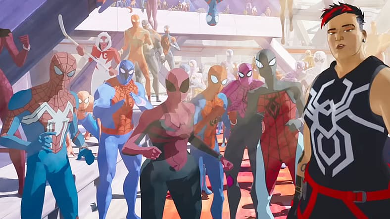 The Spider-Society prepares to strike in Spider-Man: Across the Spider-Verse (2023), Sony Animation