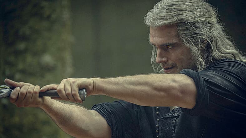 Geralt (Henry Cavill) draws his blade in The Witcher Season 3 Episode 4 "The Invitation" (2023)