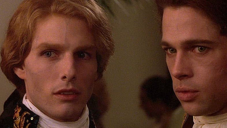 Tom Cruise as Lestat and Brad Pitt as Louis in Interview with the Vampire (1994), Warner Bros.