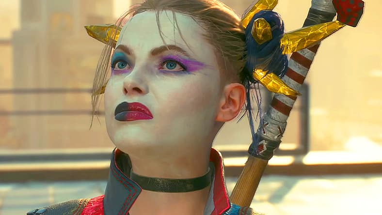 Harley Quinn (Tara Strong) whiny after King Shark (Samoa Joe) denies her Braniac in Suicide Squad