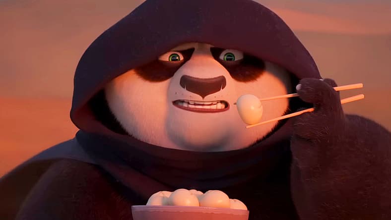 Po stands ready to accept his destiny as Muad'Dib in Kung Fu Panda 4 (2024), DreamWorks