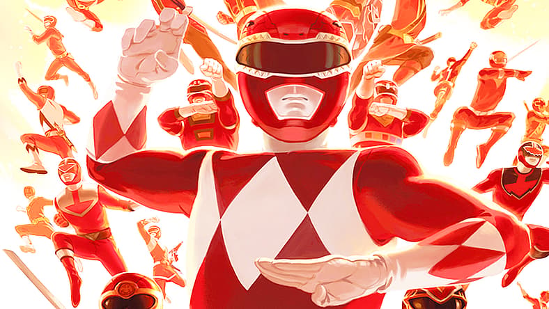 Red Rangers assemble on Carlos Fabián Villa's variant cover to Mighty Morphin' Power Rangers Vol. 1
