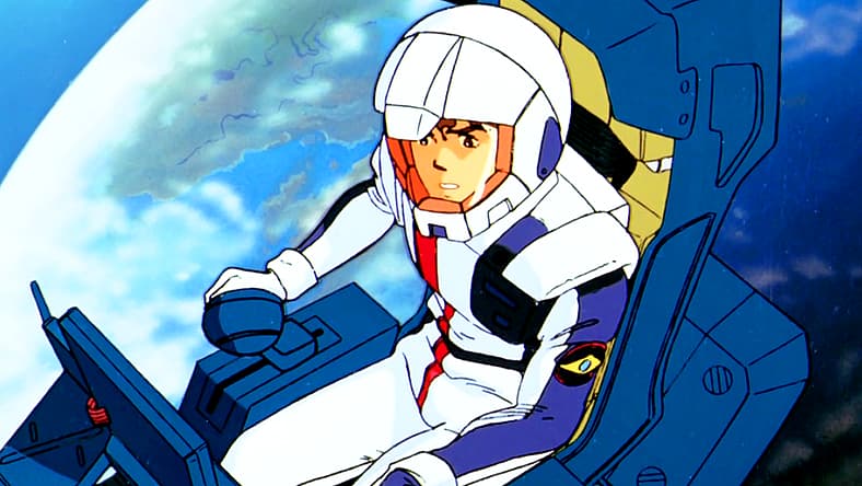Amuro Ray (Toru Furuya) steels himself to fight defending Earth in Mobile Suit Gundam: Char's