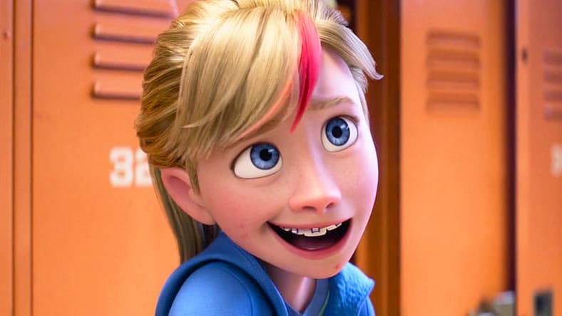 Riley (Kensington Tallman) dyes hair to impress Val (Lilimar) in Inside Out 2 (2024), Disney/Pixar