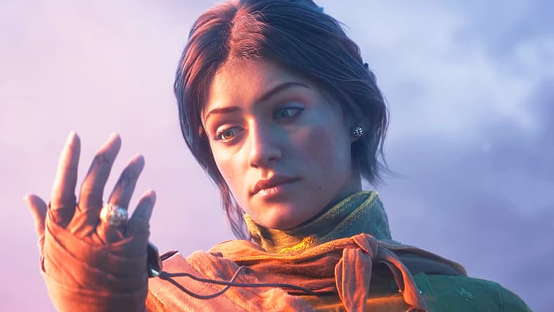 Hoona (Anya Chalotra) reminds herself of what she's fighting for in Unknown 9: Awakening (2024)