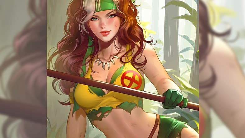 Rogue trudges through the Savage Land on variant cover to Uncanny X-Men Vol. 6 #1 (2024)