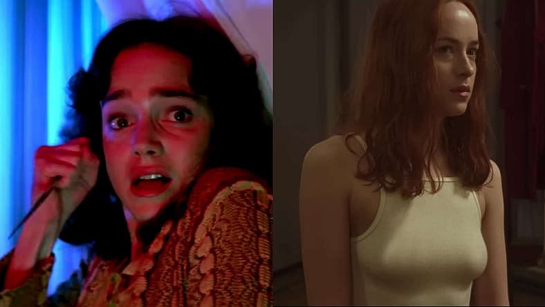 Jessica Harper as Suzy in Suspiria (1977), Produzioni Atlas Consorziate; Dakota Johnson as Susie in