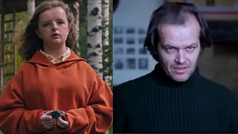 Milly Shapiro in Hereditary (2018), A24 and Jack Nicholson in The Shining (1980), Warner Bros.