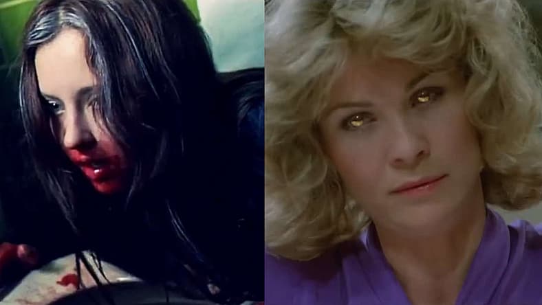 Katharine Isabelle in Ginger Snaps (2002) and Dee Wallace in The Howling (1981)