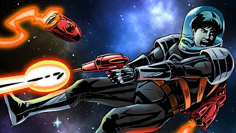 The hapless hero makes his escape in Caspian Porter Issue #1 (2025), Homebrewed Comics