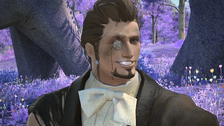 Hildibrand Helidor Maximillian Manderville smiles as a gentleman in Final Fantasy XIV (2013)