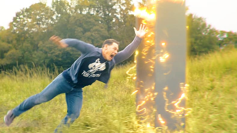 Christopher Smith (John Cena) makes a run for last exit off Sanctuary in Peacemaker Season 2