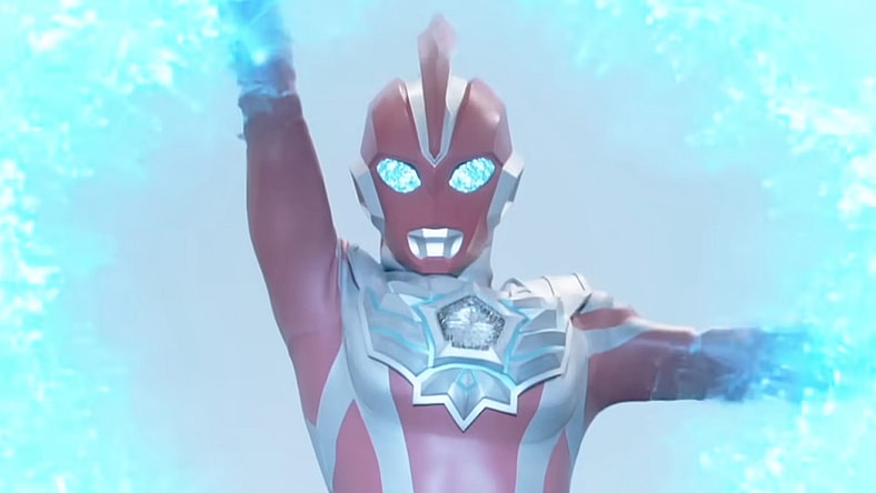 Ultraman Omega (Suit actor TBA) readies his Ultra Beam in Ultraman Omega (2025), Tsuburaya Pro
