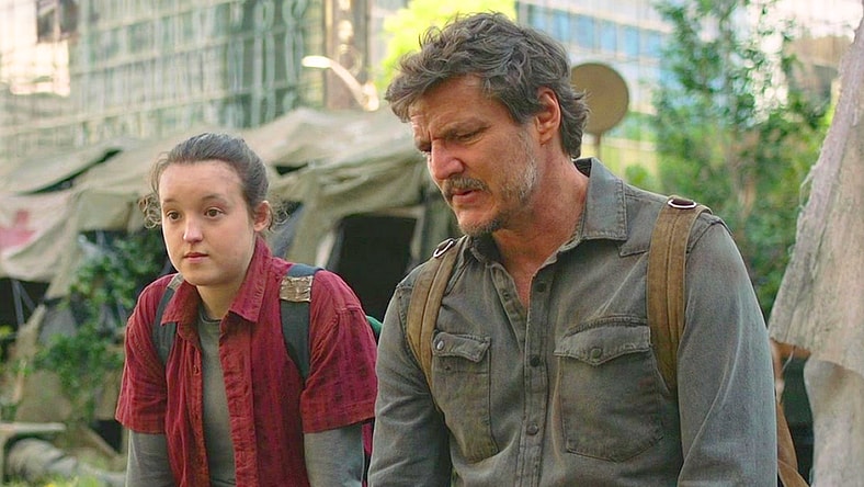 Joel (Pedro Pascal) and Ellie (Bella Ramsey) take an ill-fated breather in The Last of Us Season 1 Episode 9 "Look for the Light" (2023), HBO