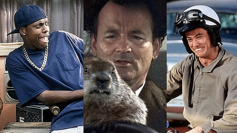 Split image of Friday, Groundhog Day and Dumb & Dumber