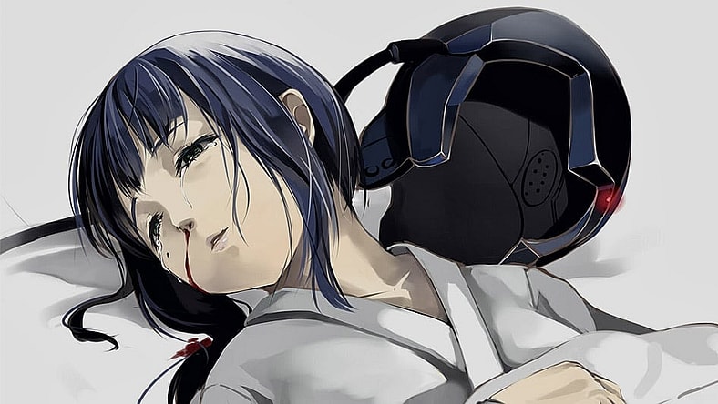 A dead girl and her NerveGear headset from 'Sword Art Online'