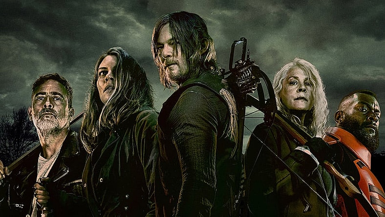 Negan, Maggie, Daryl, Carol and Mercer in 'The Walking Dead,' AMC+