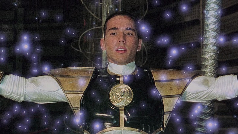 Tommy (Jason David Frank) joins with the other Rangers in giving his life force to revive Zordon in Mighty Morphin Power Rangers: The Movie (1995), Saban Entertainment via Blu-ray